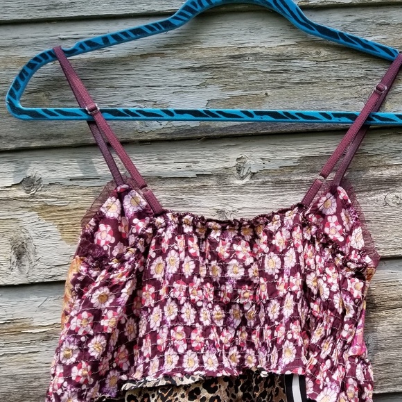 Boho Chic Spaghetti Strap Floral Tunic Upcycled - Picture 5 of 6